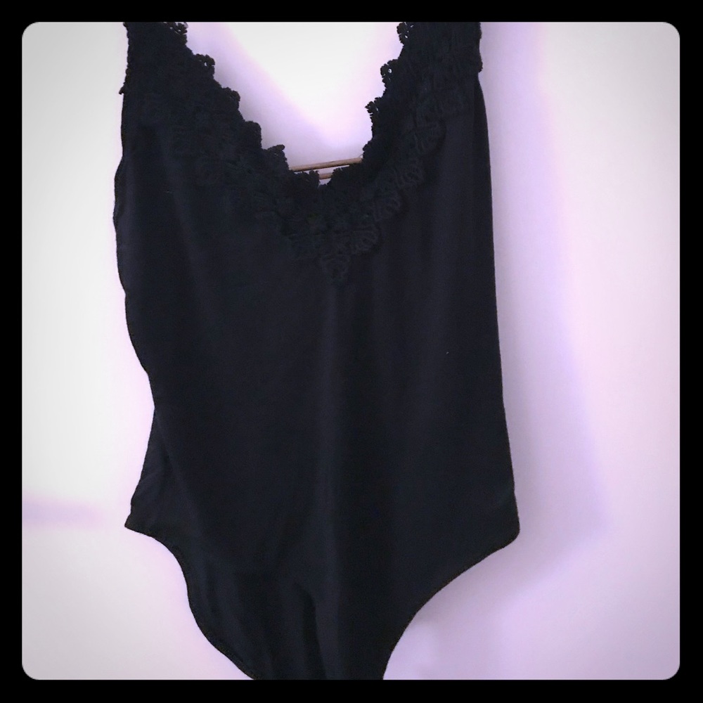 Black Cotton Bodysuit